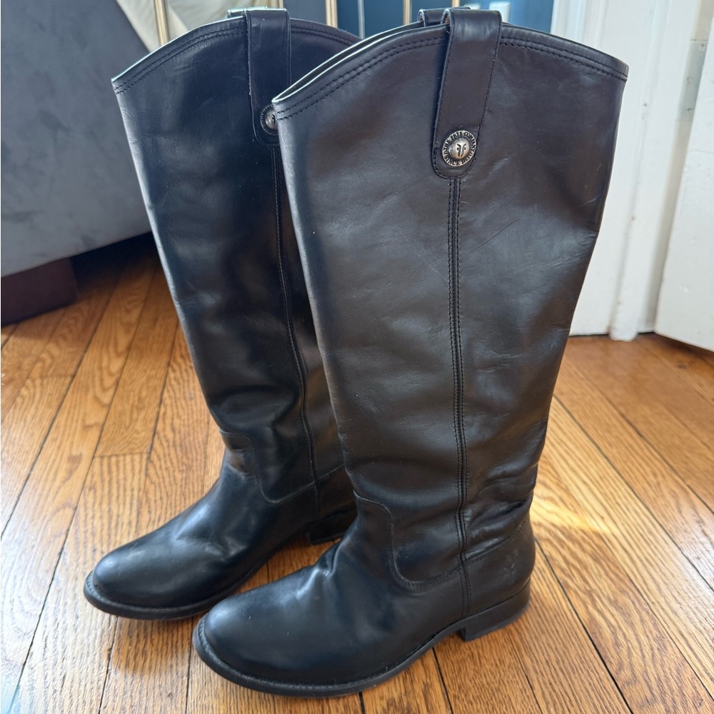 Frye Melissa Button Leather Tall Riding Boots - Size 6